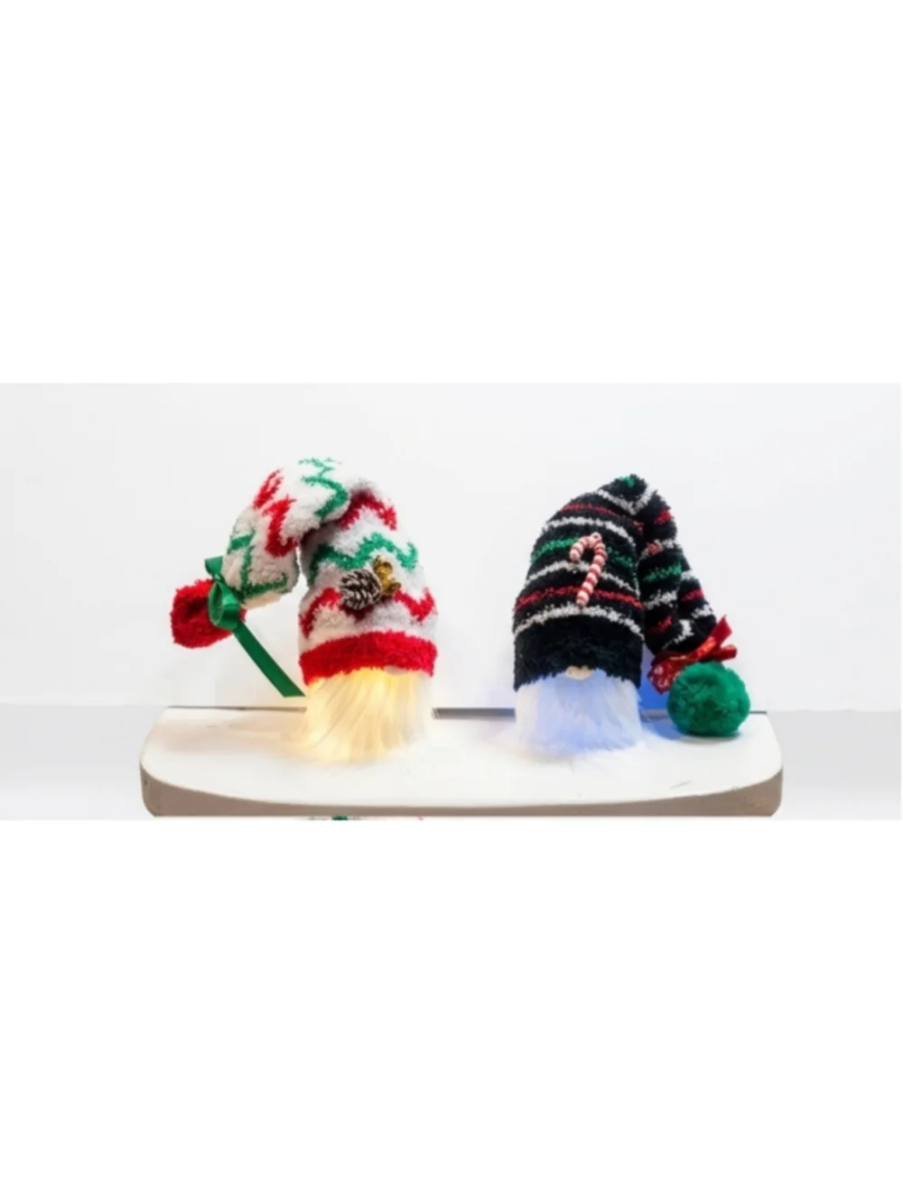 Handmade Light Up Christmas Gnome Shelf Sitter | LED Glowing Holiday Table Decor